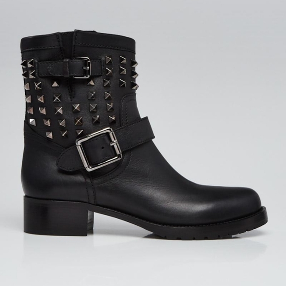 Valentino Shoes - Valentino Noir rockstud biker/moto/combat boots
